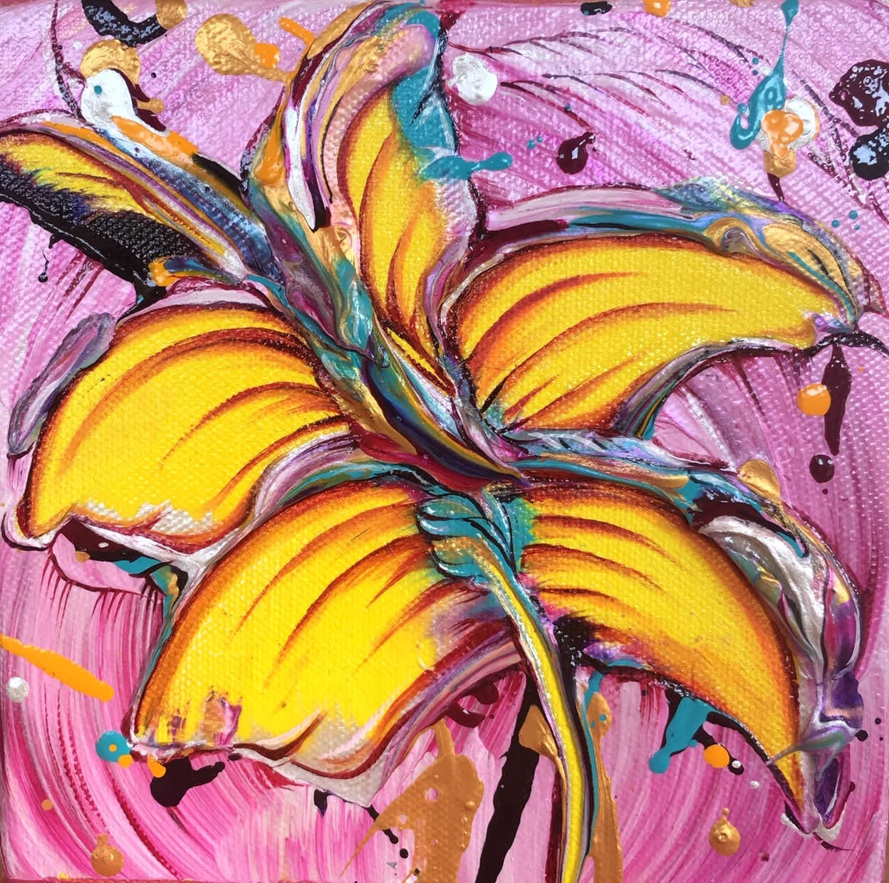 Original Mini Painting - 6x6 - Pink