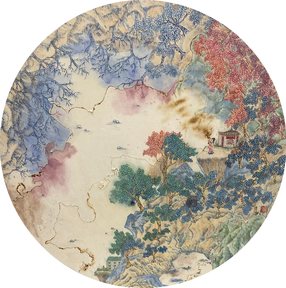 Artwork Name _   244 days  _  二百四十四天 · 孕    Artwork Medium _ ink and color on paper, colla