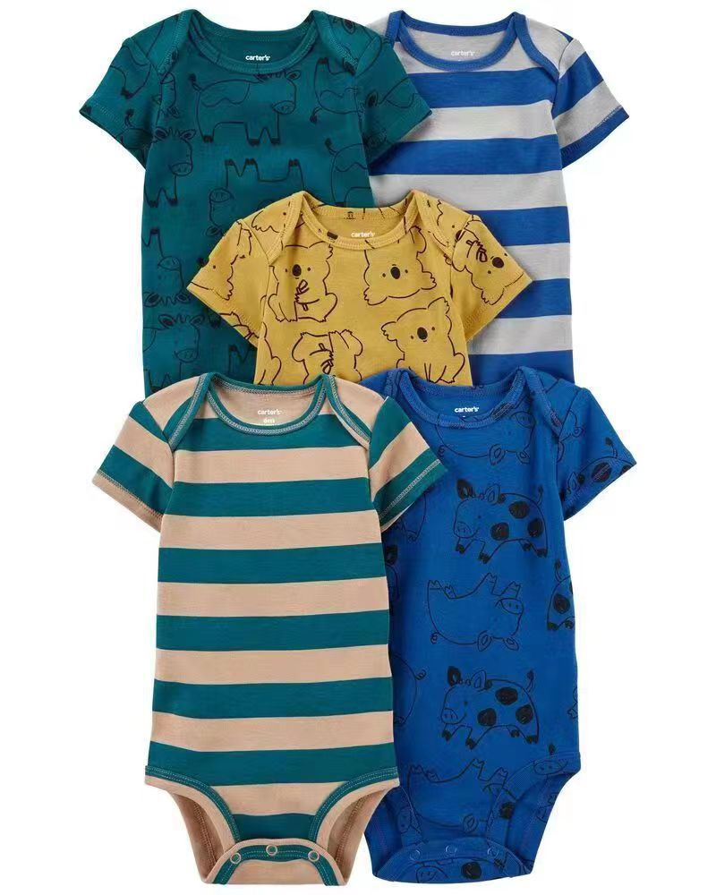 Lot de 5 bodys pour bébé garçon – 100 % coton doux, manches courtes