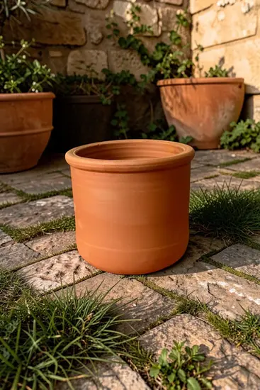 silindir terracotta bahçe saksısı
