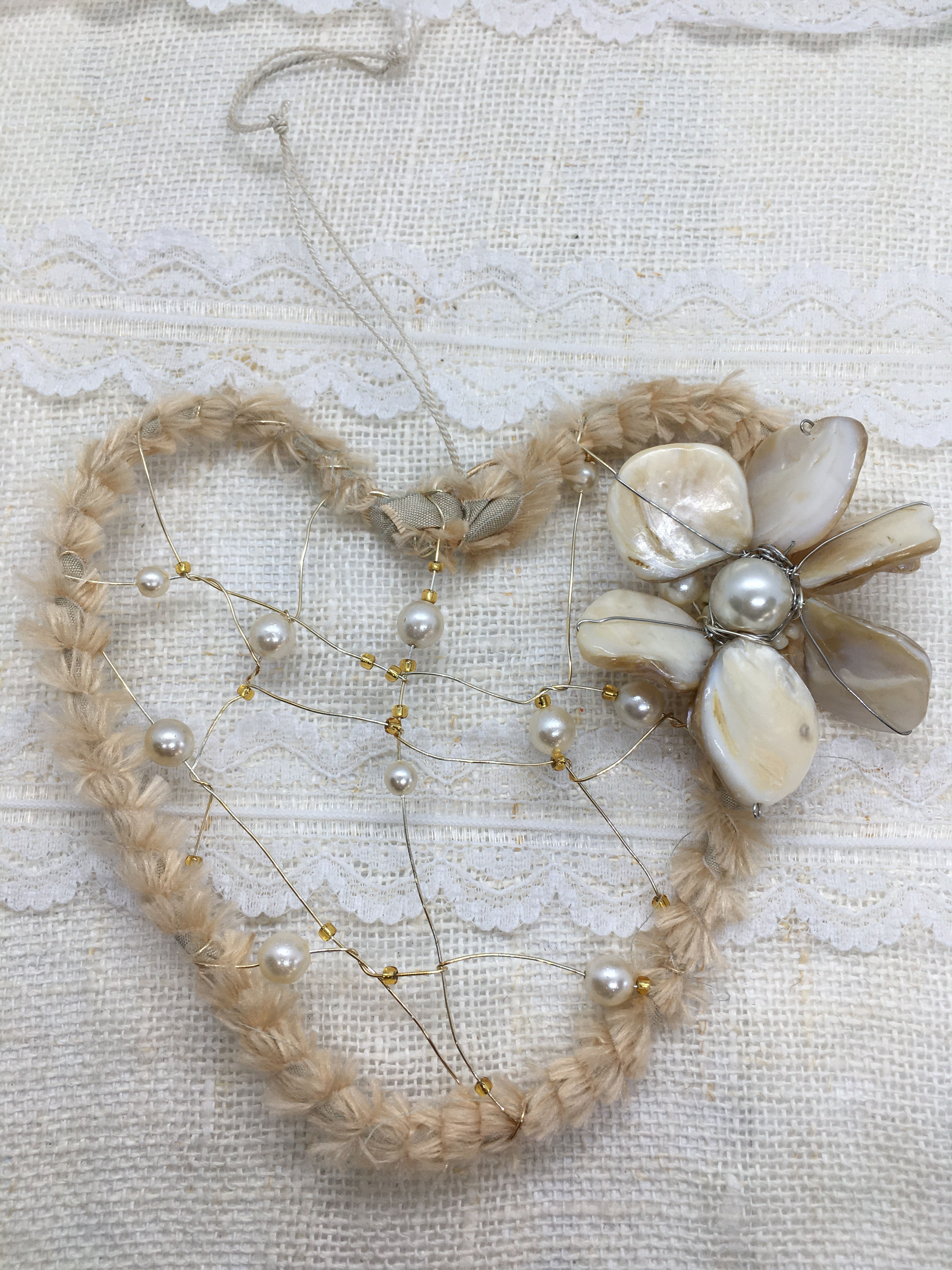 Cream Heart with Flower