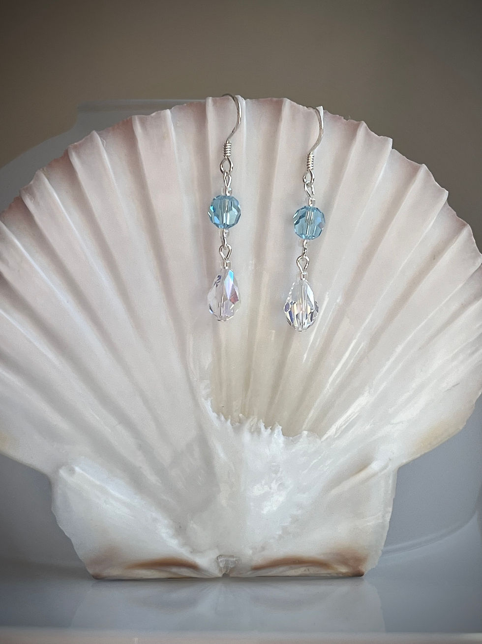 Thumbnail: Pale Blue crystal drop earrings