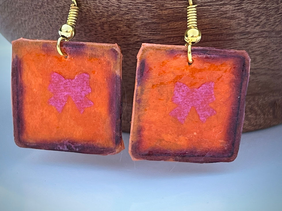 Thumbnail: orange tissue paper earrings