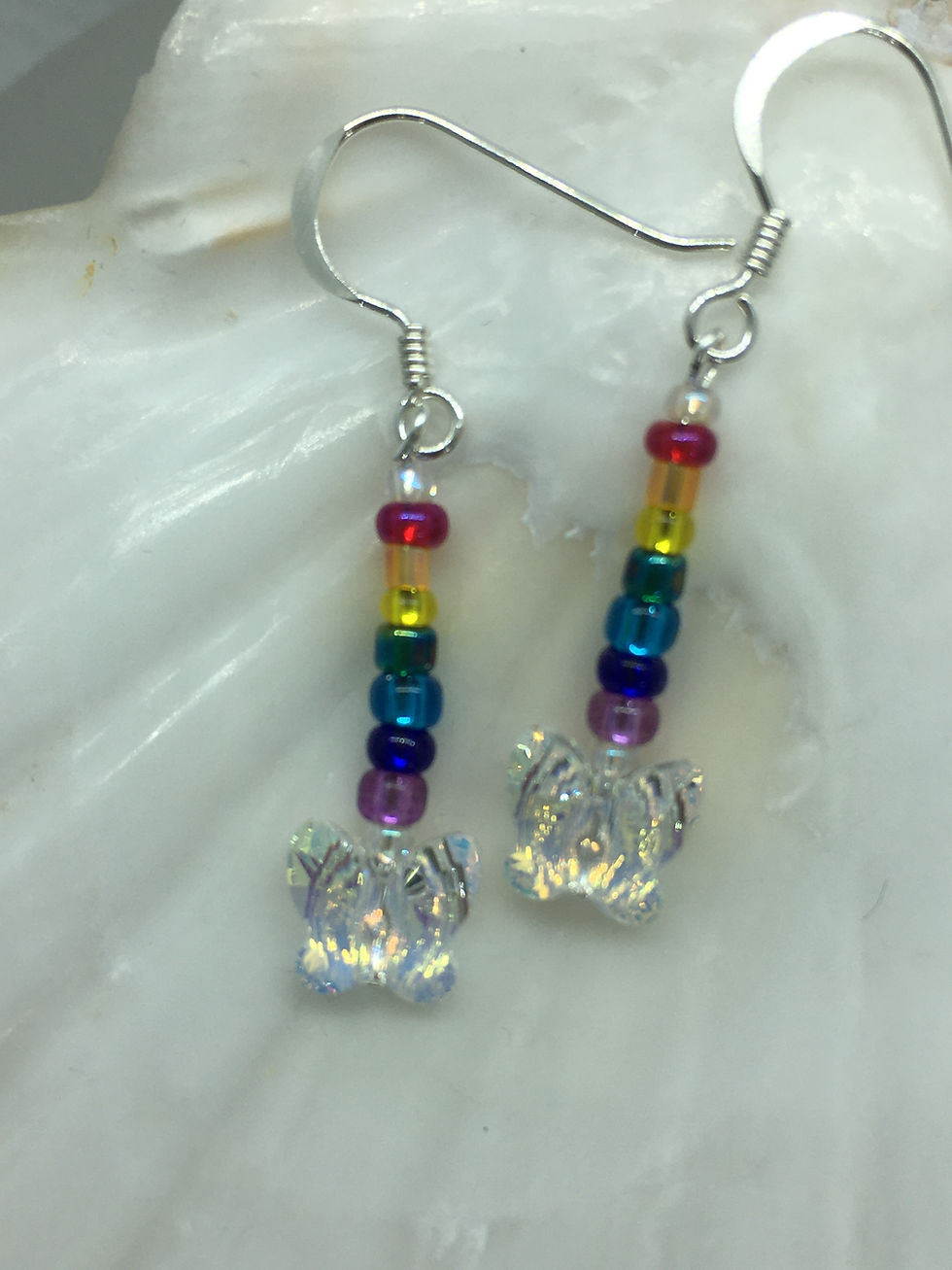 Crystal butterfly rainbow earrings