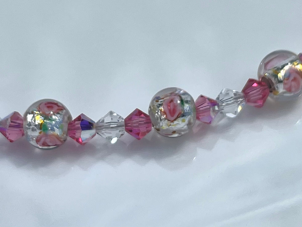 Thumbnail: close up of Rose Garden  glass bead Necklace