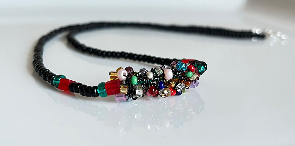 knitted black bead necklace