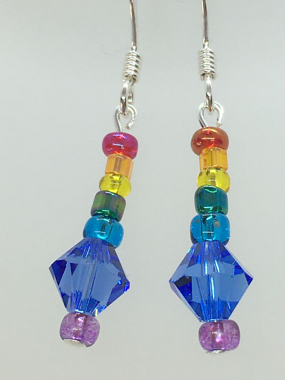 Thumbnail: Blue crystal rainbow earrings