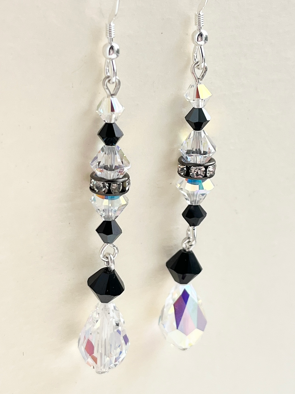 Thumbnail: large crystal drop and black crystal bead earrings by Angela Smith Jewellery