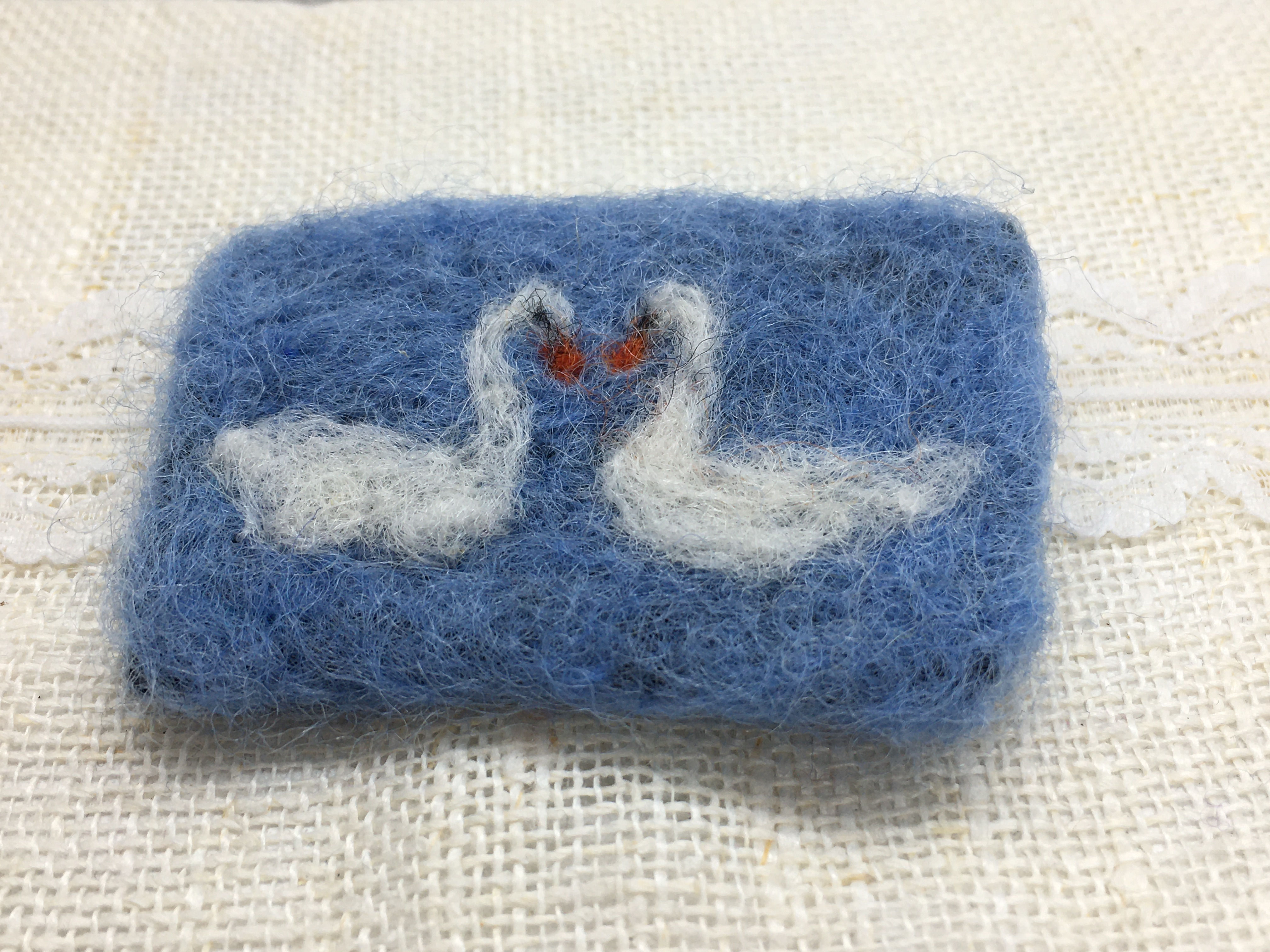 Needle felted swans