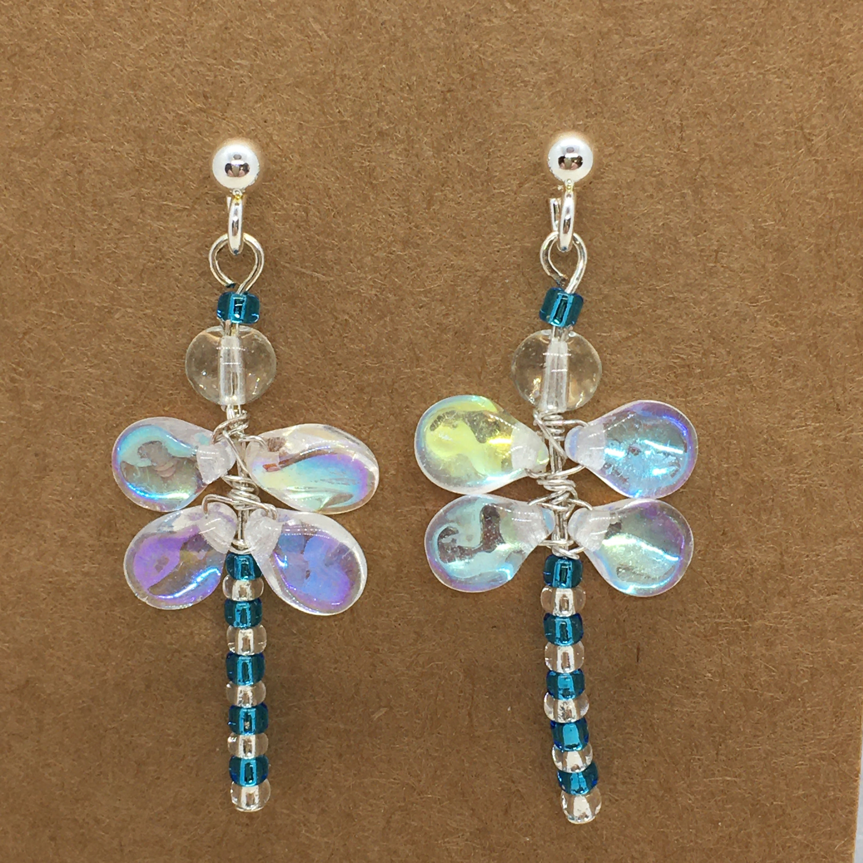 Blue and Silver Dragonfly Earrings
