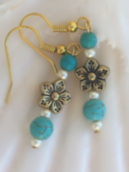 Turquoise flower earrings