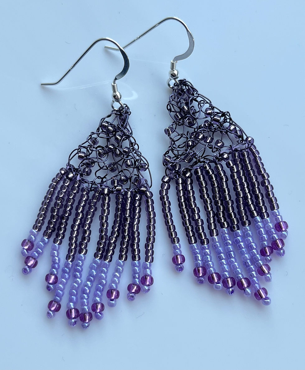 lilac fusion Bohemian styled bead earrings by Angela Smith Jewellery