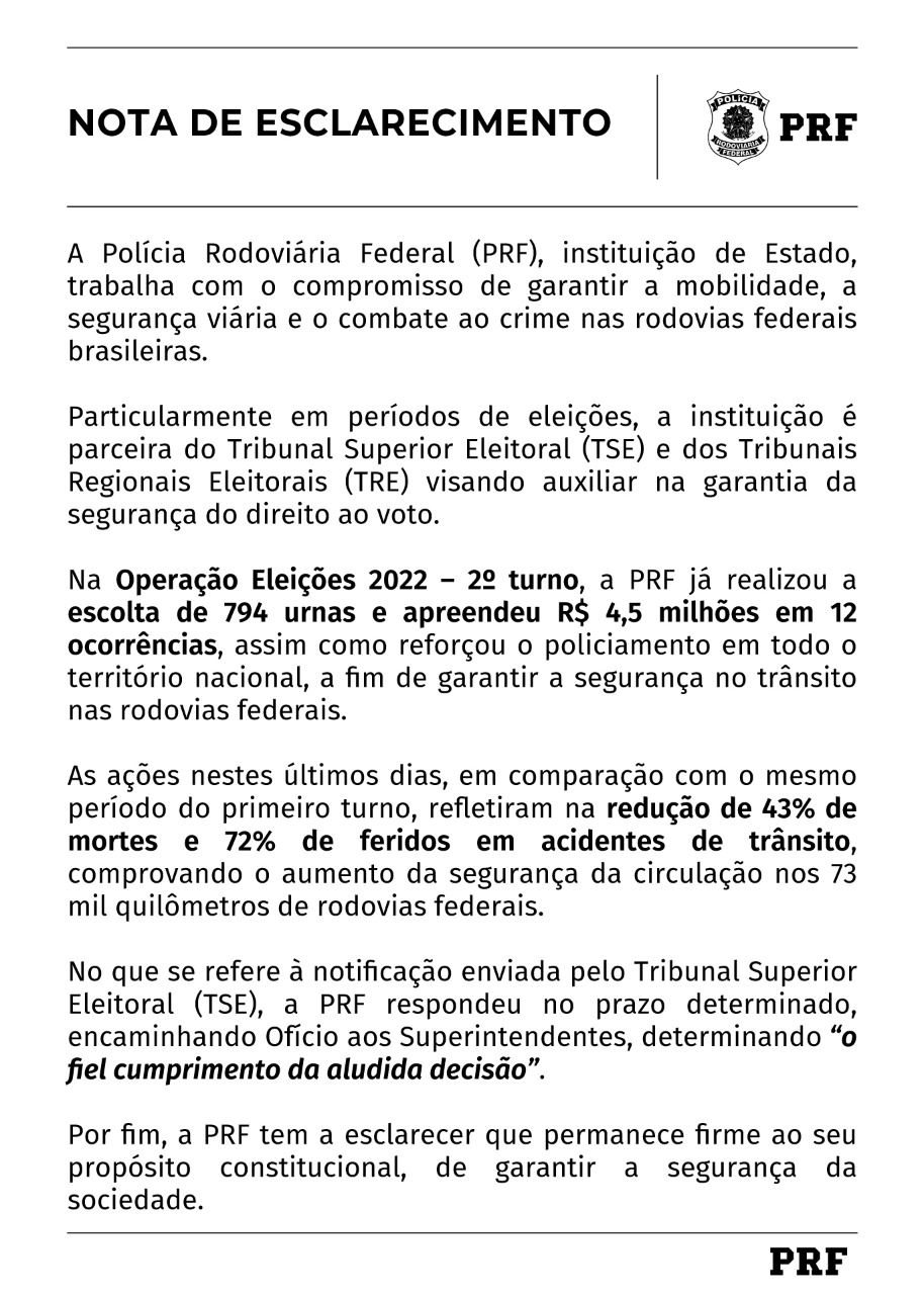 PRF - Nota de Esclarecimento