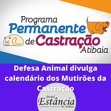 Defesa Animal divulga calendário dos Mutirões da Castração