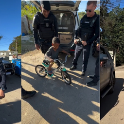 GCM de Atibaia fez a entrega de uma bicicleta nova a um menino que teve a sua roubada em um gesto emocionante.