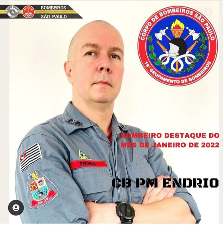 Cb PM Endrio do Posto de Bombeiros de Atibaia ocupa o destaque de Bombeiro do mês