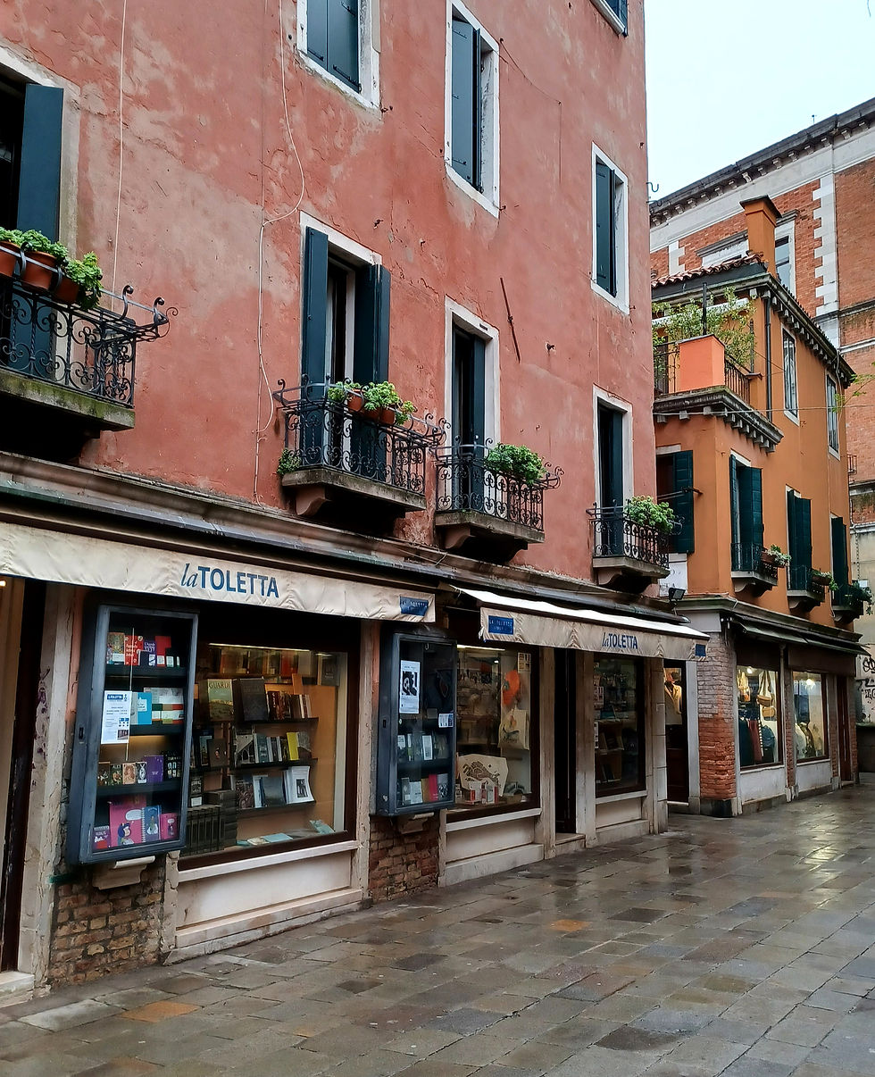 Old bookshop windows in Venice