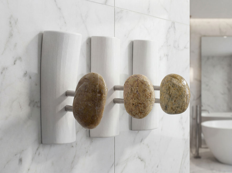 Miniatura: Percheros de pared de piedra marina natural. Ganchos y soportes de pared para baño.