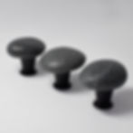 Natural pebble round stone pull knobs for kitchen cabinets, Beach rock pull handles with matte black metal base for drawers