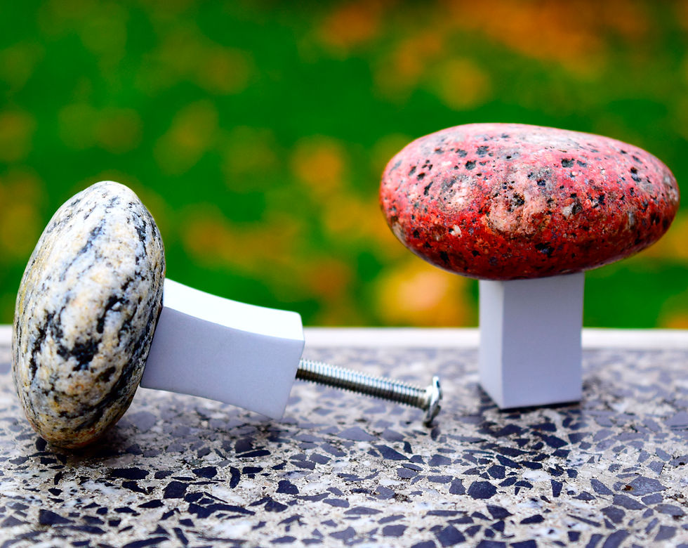 Thumbnail: Light Stone Knob Pair, Beach Stone Door Knobs, Natural Stone Cupboard Knob, Sea Stone Pull, Drawer Knobs, beige pebble art