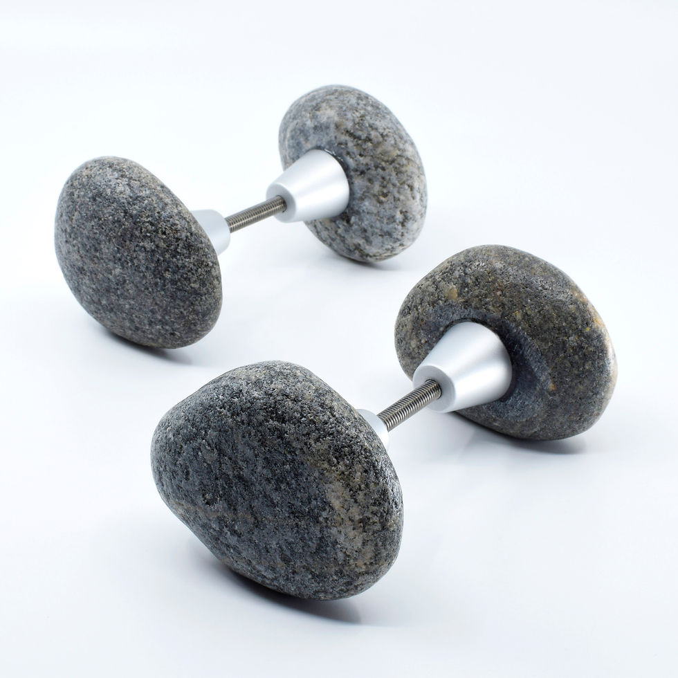 Miniatura: Round ball door handles set with natural stone finish, Large decorative stone door handle pair for rustic décor
