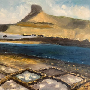 Salt Pans at Qbajjar, Oil on Canvas, 40 x 50cm (Unframed)