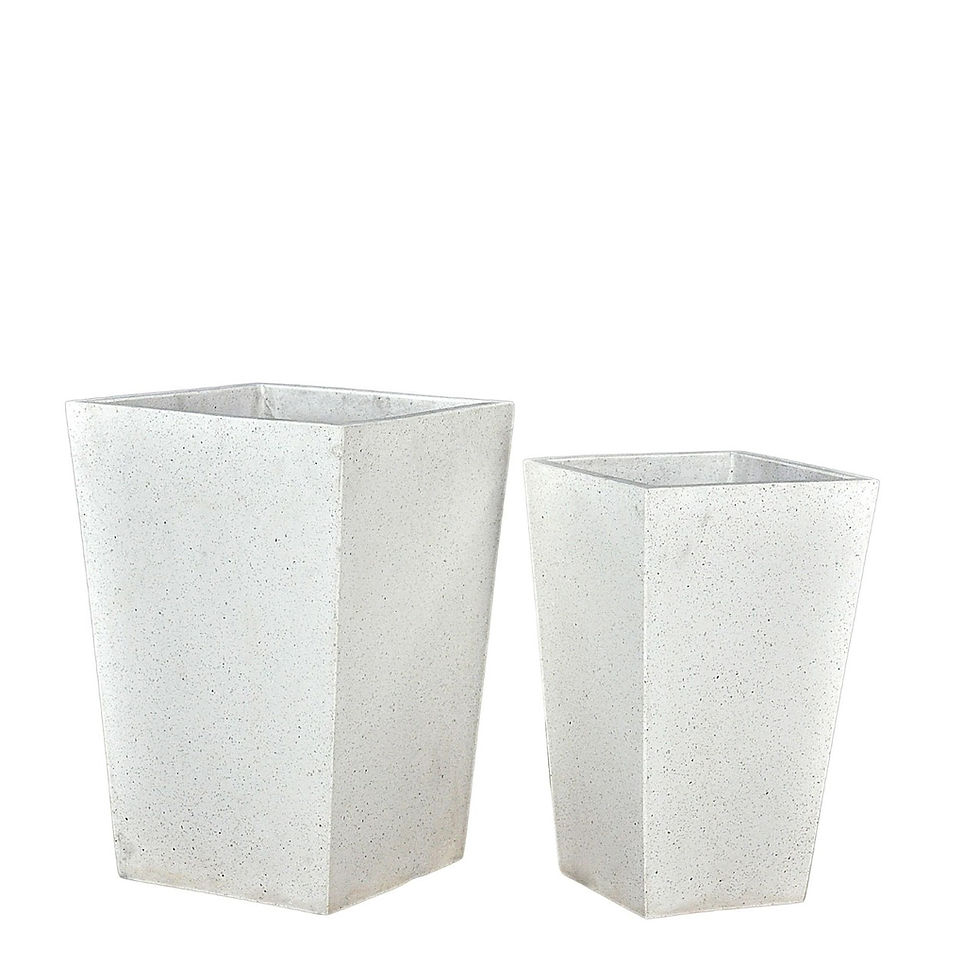 Set of 2 white cement planters