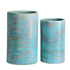 Turquoise cement planter