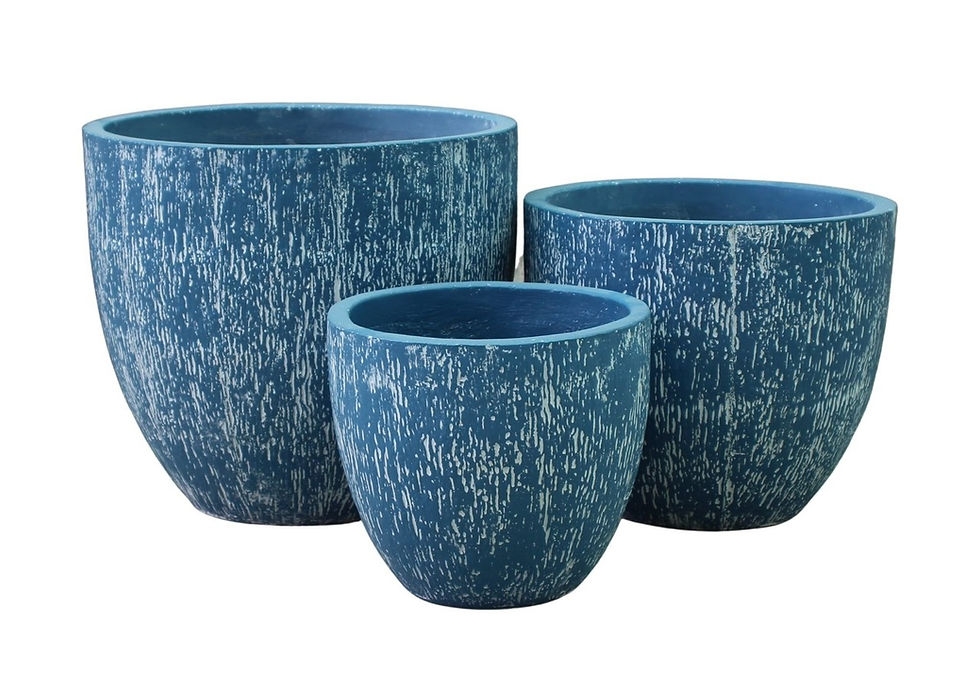 Blue cement planters