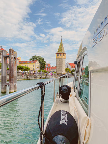 Lindauer Hafen an Bord der Motoryacht Strandhaus
