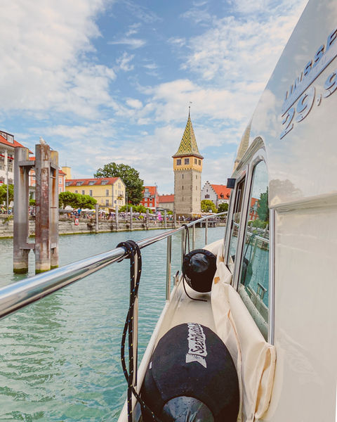 Lindauer Hafen an Bord der Motoryacht Strandhaus