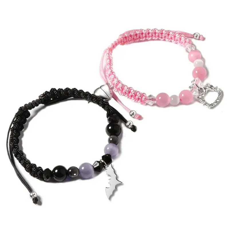 Thumbnail: KMVEXO Spider Kitty Charm Bracelets Rope Heart Magnetic  Bracelets for Couples