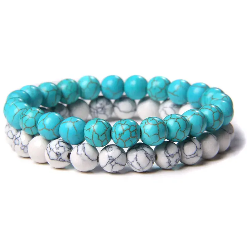 Thumbnail: 2pcs Bead Bracelet Men Natural Tiger Eye Hematite Obsidian