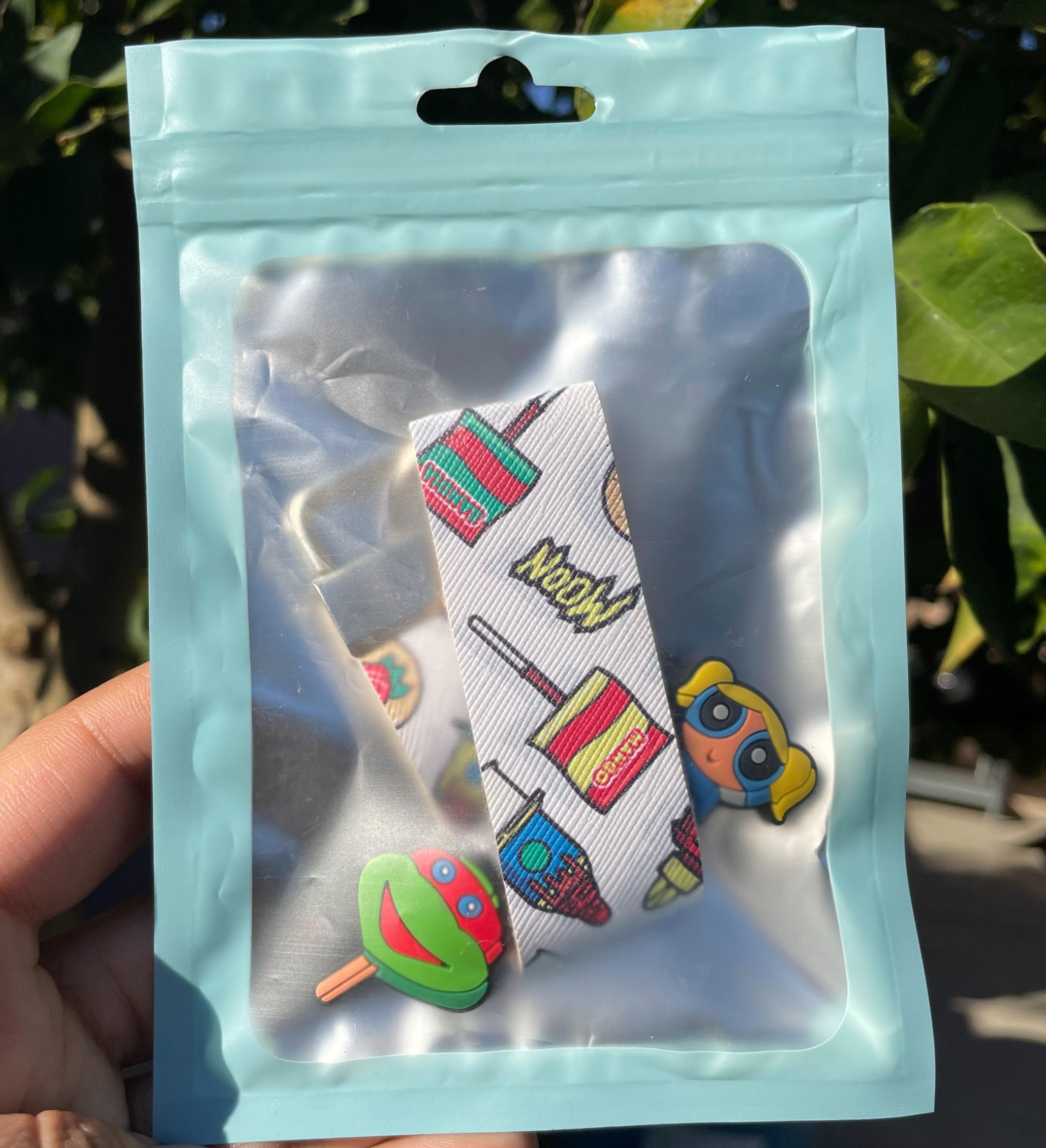 Mexican candy wristlet wih two charms (turtles and powerpuffs paleta)