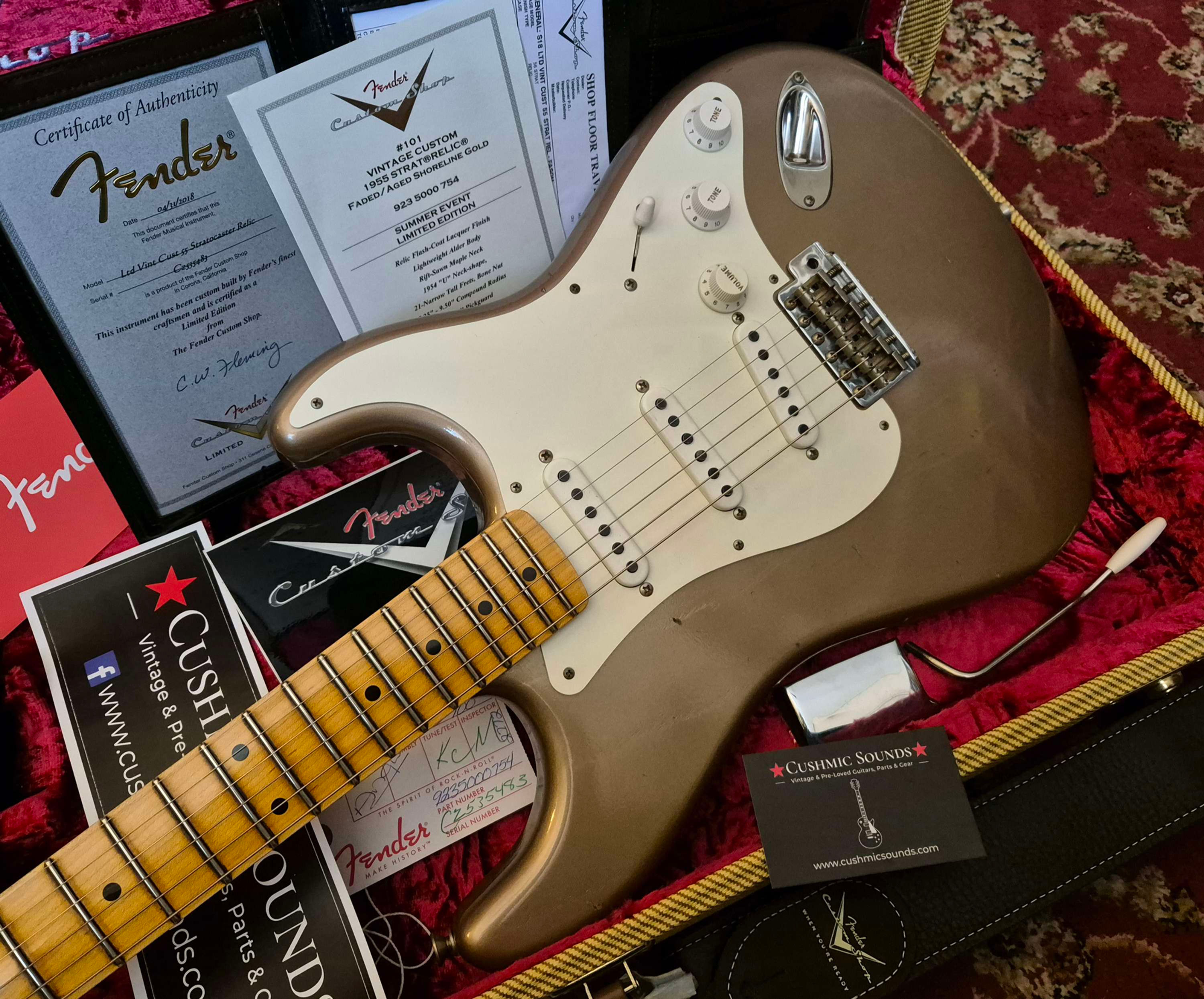 Fender #101 Ltd Vint Custom 55 Strat Relic Faded/Aged Shorline Gold 2018