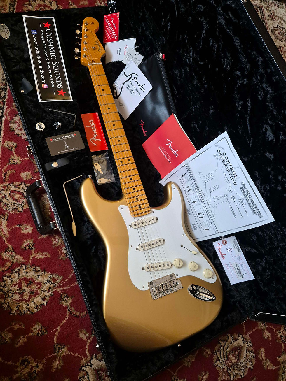Thumbnail: ☆SOLD☆ Fender Lincoln Brewster Stratocaster Aztech Gold 2021