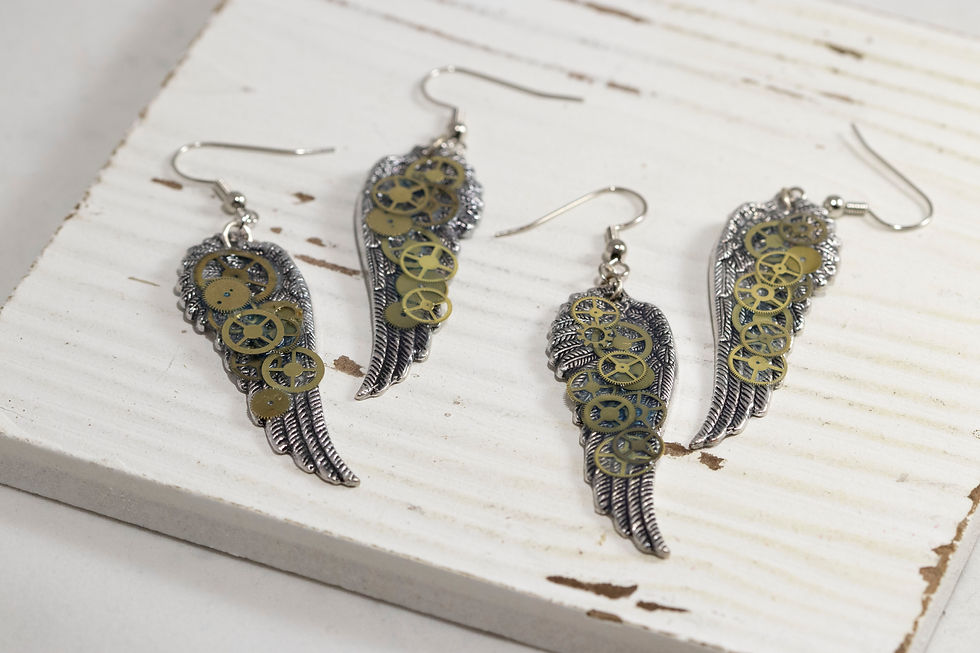 Thumbnail: Steampunk Angel Wing Earrings