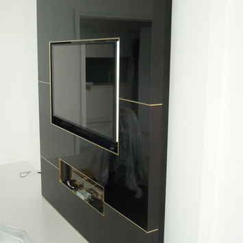 High Gloss Lacquered Cocobolo Veneered TVFire Unit