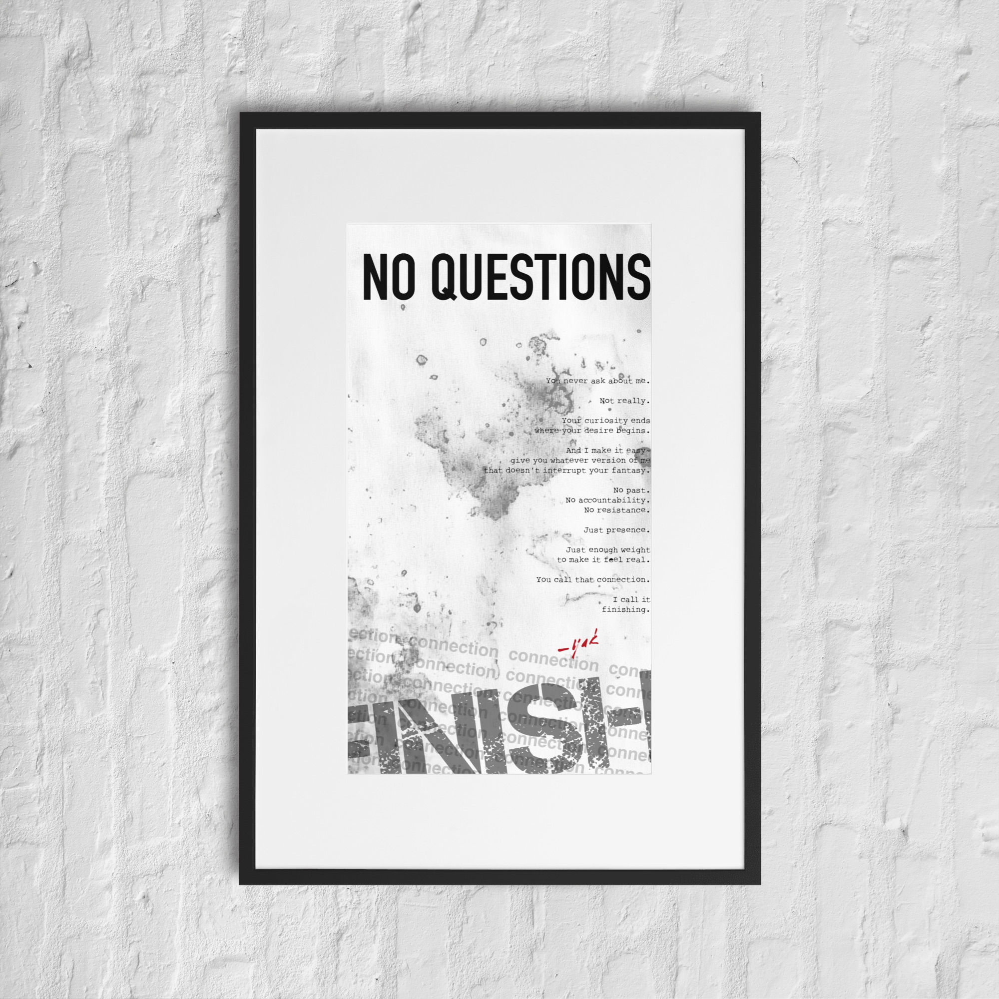 SPRUNG: Printed Poem Series "NO QUESTIONS"