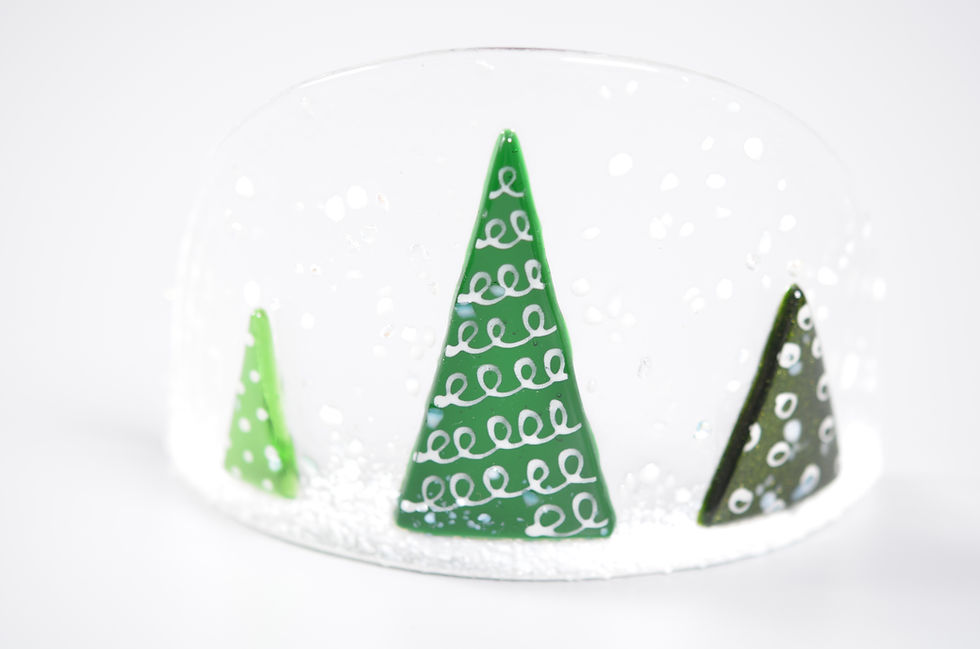 Thumbnail: Snow Globe Ornament - Fused Glass