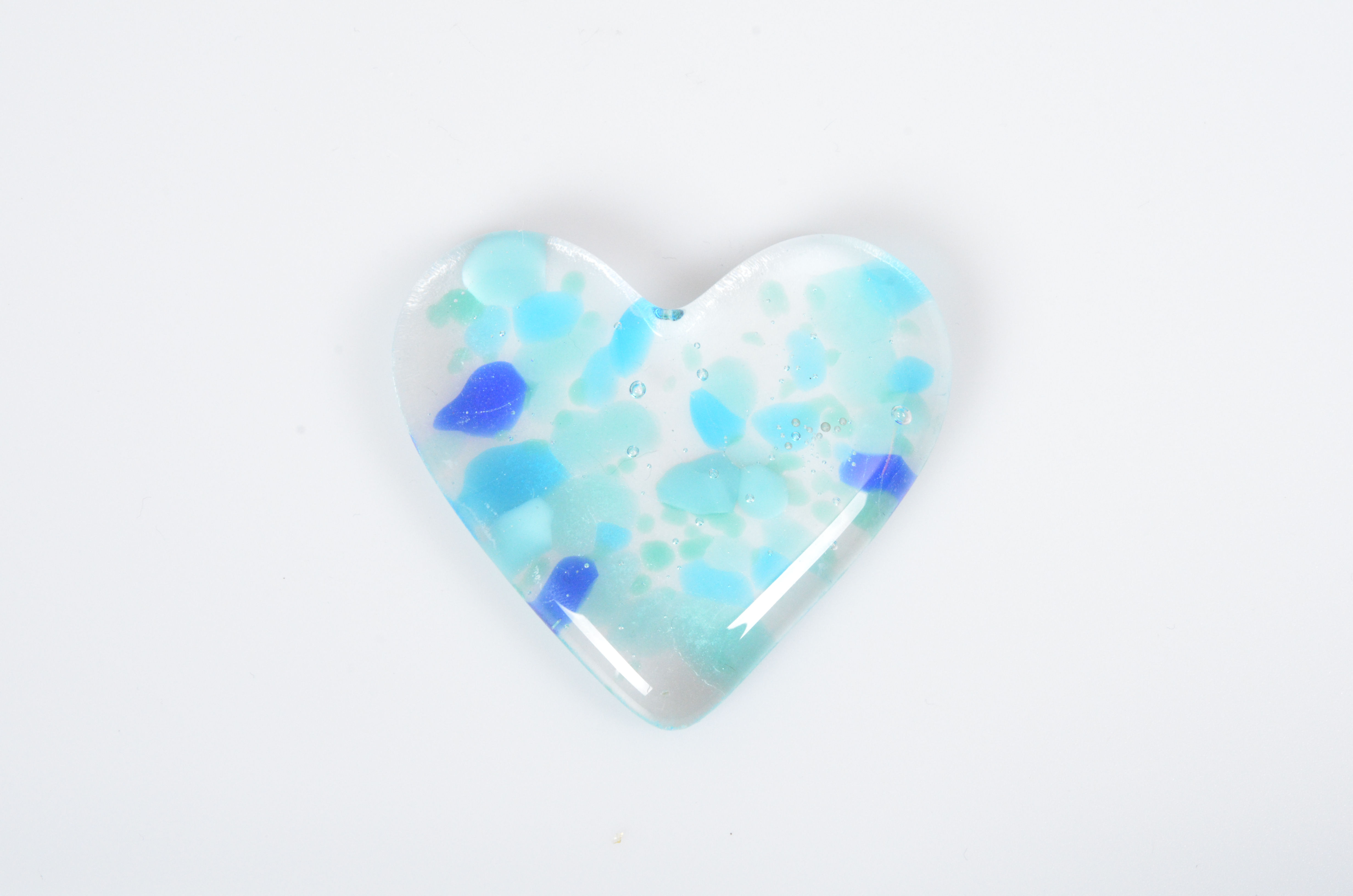 Blue Confetti - Fused Glass Heart