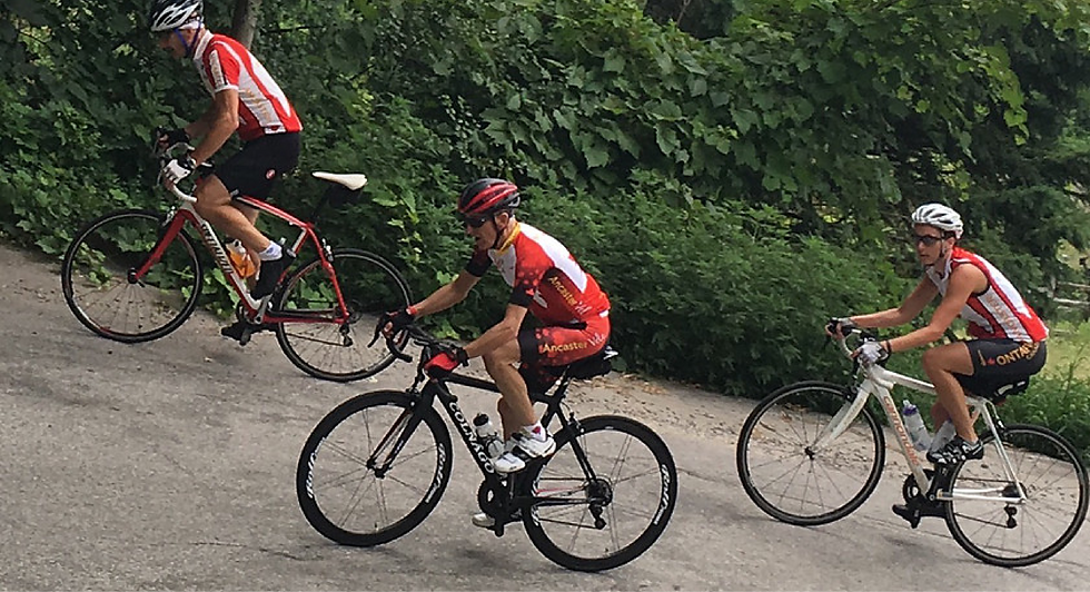 Background photo of club membes on group ride.