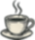 A simple icon of a steaming cup of coffee.