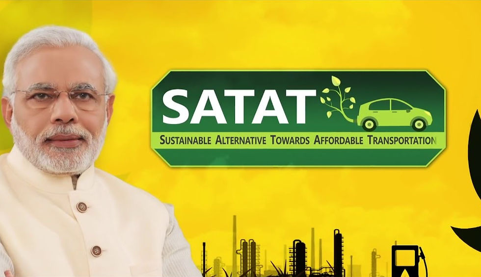 Narendra Modi with SATAT sustainable transportation logo
