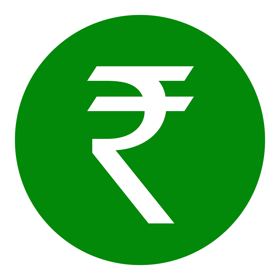 Indian Rupee currency symbol icon in a green circle