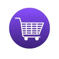 Shopping cart icon on a purple circle