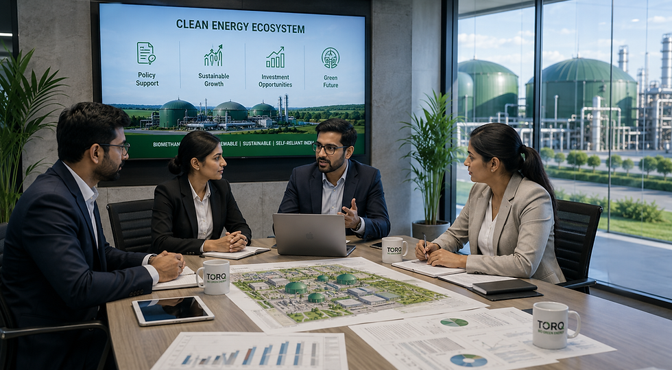 Professionals discussing clean energy incentives in a meeting.
