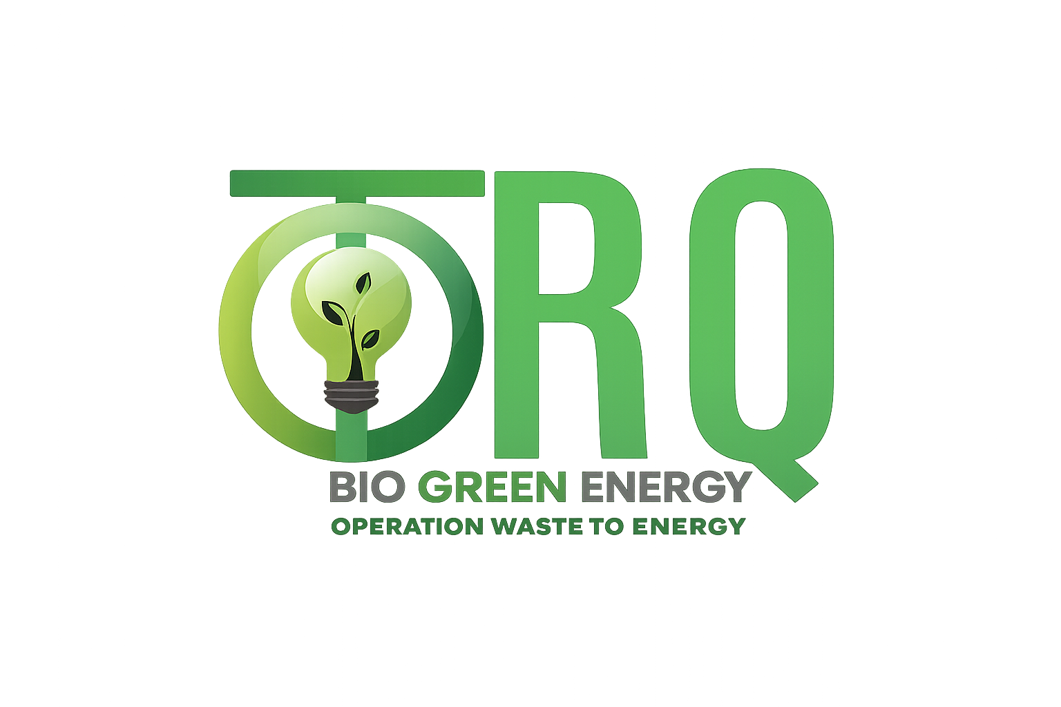 TRQ Bio Green Energy logo with a lightbulb and plant.