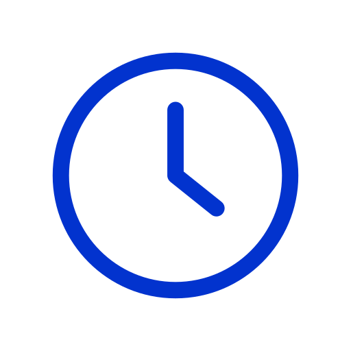 Blue clock icon indicating processing time for returns