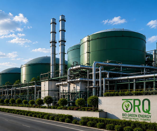 ORQ Bio Green Energy facility with green storage tanks